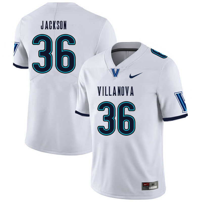 Men #36 Jalen Jackson Villanova Wildcats College Football Jerseys Sale-White